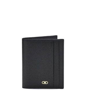 Ferragamo Black Calf Leather Bos Taurus Wallet