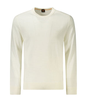 Hugo Boss White Wool Men Sweater