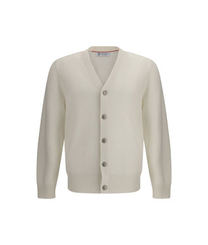 Brunello Cucinelli White Cashmere Cardigan