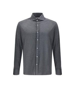 Brunello Cucinelli Gray Silk Shirt