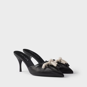 Prada Black Nappa Leather Rope Detail Sandals