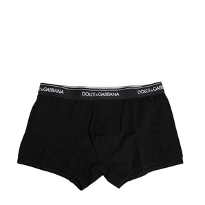 Dolce & Gabbana Black Cotton Stretch Regular Boxer Underwear