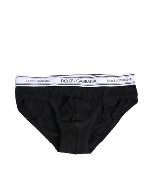 Dolce &amp; Gabbana Black Cotton Stretch Regular Brief Underwear
