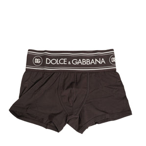 Dolce & Gabbana Brown Cotton Stretch Regular Boxer Underwear