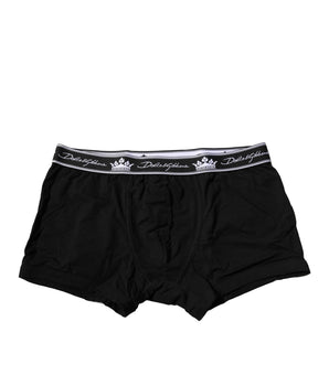 Dolce &amp; Gabbana Black Cotton Stretch Regular Boxer Underwear