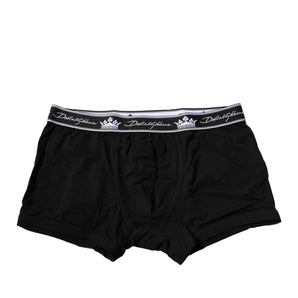 Ropa interior tipo bóxer regular de algodón elástico negro de Dolce &amp; Gabbana