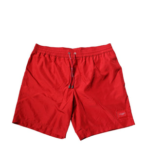 Dolce & Gabbana Red DG Logo Plaque Beachwear Shorts Swimwear