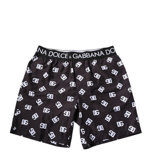 Dolce & Gabbana Black DG Logo Print Beachwear Shorts Swimwear