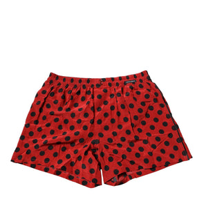 Dolce & Gabbana Red Silk Polka Dot Beachwear Shorts Swimwear