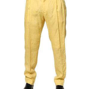 Dolce & Gabbana Yellow Flax Tapered Dress Men Pants