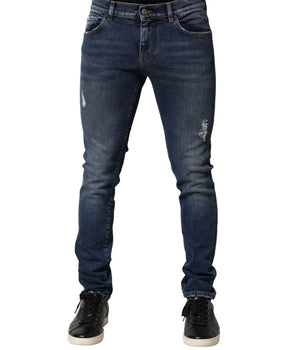 Dolce &amp; Gabbana Blue Washed Skinny Cotton Denim Jeans