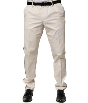 Dolce &amp; Gabbana White Cotton Dress Slim Formal Pants