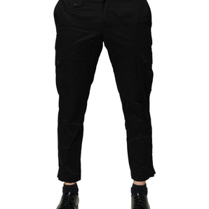 Dolce & Gabbana Black Cotton Dress Slim Formal Pants