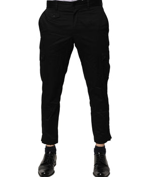 Dolce &amp; Gabbana Black Cotton Dress Slim Formal Pants