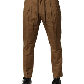 Pantalones chinos de algodón marrón de cintura media para hombre de Dolce &amp; Gabbana