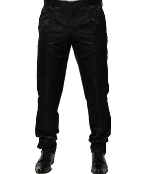 Dolce &amp; Gabbana Black Cotton DG Crown Dress Pants