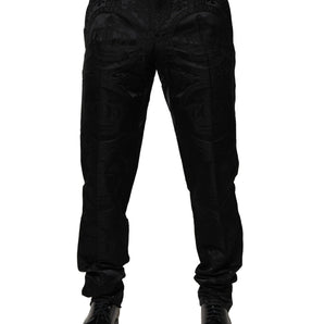 Pantalones de vestir DG Crown de algodón negro de Dolce &amp; Gabbana