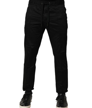 Dolce &amp; Gabbana Black Cotton Mid Waist Jogger Pants