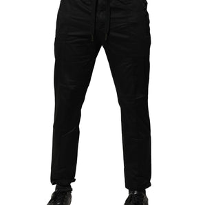 Pantalones jogger de cintura media de algodón negro de Dolce &amp; Gabbana