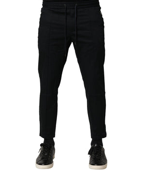 Dolce &amp; Gabbana Black Cotton Mid Waist Jogger Pants