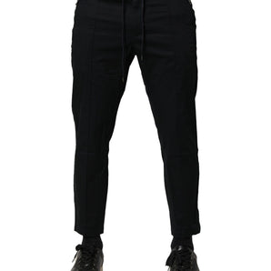 Pantalones jogger de cintura media de algodón negro de Dolce &amp; Gabbana