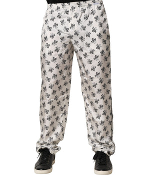 Dolce &amp; Gabbana White Floral Silk Casual Lounge Pants