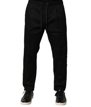 Dolce &amp; Gabbana Black Cotton Mid Waist Jogger Pants