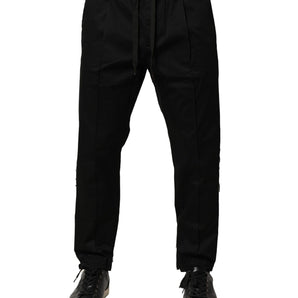 Pantalones jogger de cintura media de algodón negro de Dolce &amp; Gabbana