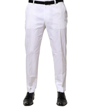 Dolce &amp; Gabbana White Cotton Dress Slim Formal Pants