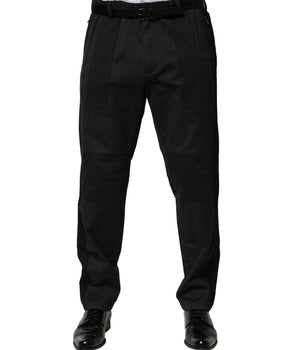 Dolce &amp; Gabbana Black Cotton Dress Slim Formal Pants