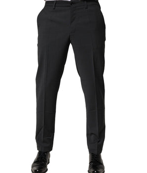 Dolce &amp; Gabbana Black Wool Dress Slim Formal Pants
