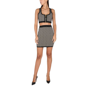 Balmain Black Viscose Skirt