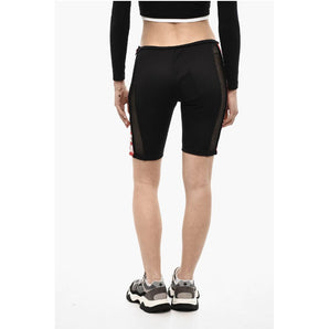 Dsquared² Biker Shorts With Mesh Details And Logoed Band