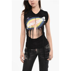 Dsquared² Vintage Effect Top with Fringes