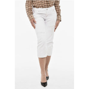 Dsquared² WHITE BULL Vintage Effect Cropped Light Wash Jeans
