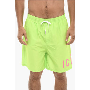 Dsquared² Neon Swim Shorts With Logo Print