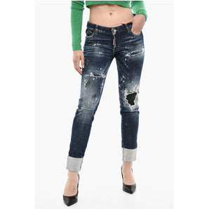 Dsquared² Vintage Effect Regular Jeans with Leather Patch
