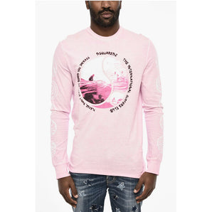 Dsquared² Acid Wash Effect Long Sleeve Crew-neck T-shirt