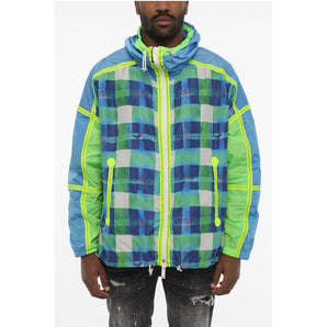 Dsquared² Acid Wash Effect Check Jacket with Hood