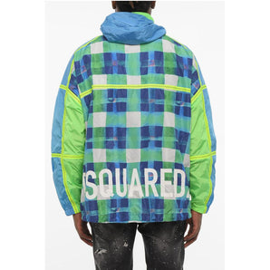 Dsquared² Acid Wash Effect Check Jacket with Hood