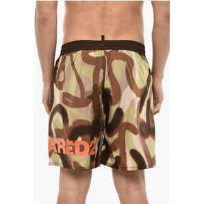 Dsquared² Logoed Swim Short with Spray Paint Motif