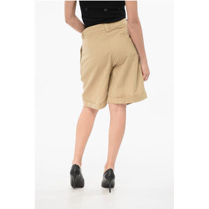 Aspesi Double-pleated Linen Blend Shorts
