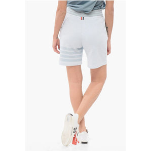 Thom Browne Drawstringed Silk Blend Shorts with Awning Motif