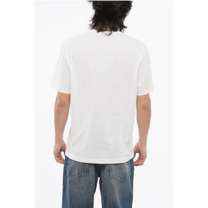 Versace Crew Neck Cotton T-Shirt with Embroidered Logo