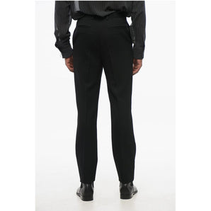 Saint Laurent Slim Fit Wool Pants with Front Pleat