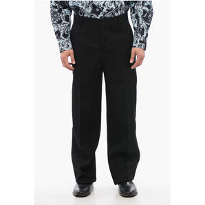 Versace 4-Pocketed Virgin Wool Pants with Belt Loops