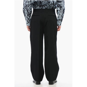 Versace 4-Pocketed Virgin Wool Pants with Belt Loops