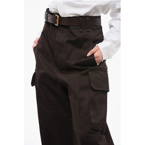 Saint Laurent High-waisted Cargo Pants with Leather Belt