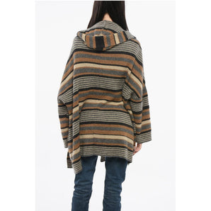 Woolrich Striped Wool Blend Maxi Cardigan with Hood