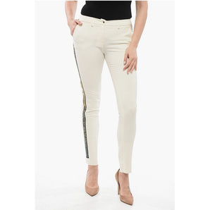 Philipp Plein COUTURE Straight Leg VERONIQUE Pants with Rhinestone Side Ba
